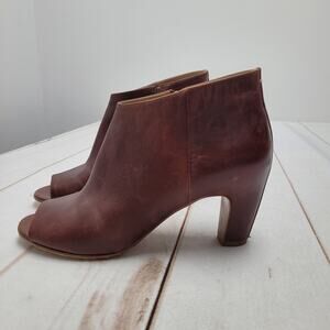 Maison Martin Margiela peep toe brown cognac leather ankle boots booties